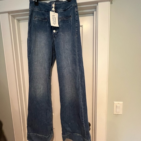 Frame X Claudia Schiffer Le Hardy Wide-leg Jeans - Sz. 32 - NWT - Picture 4 of 11